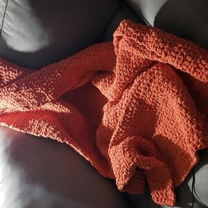 NEW- Handmade Chunky Fall Blanket- Burnt Orange